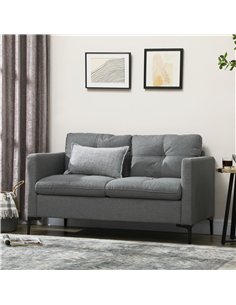 HOMCOM Two-Seater Sofa, with Steel Legs - Grey 2