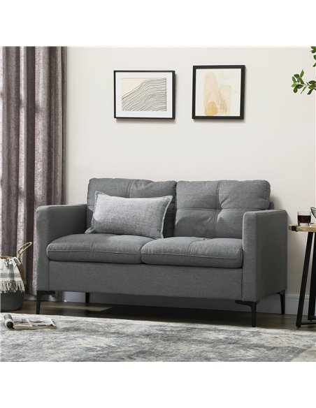HOMCOM Two-Seater Sofa, with Steel Legs - Grey