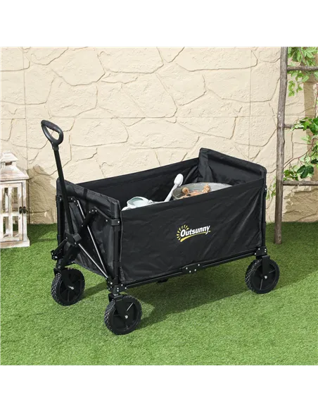 Outsunny 120L Festival Trolley on Wheels, Folding & Compact Camping Trolley Cart with Adjustable Handle for Garden, Beach, Fishi