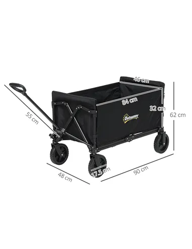 Outsunny 120L Festival Trolley on Wheels, Folding & Compact Camping Trolley Cart with Adjustable Handle for Garden, Beach, Fishi