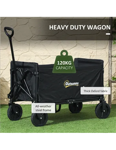 Outsunny 120L Festival Trolley on Wheels, Folding & Compact Camping Trolley Cart with Adjustable Handle for Garden, Beach, Fishi
