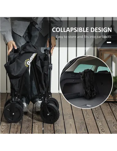 Outsunny 120L Festival Trolley on Wheels, Folding & Compact Camping Trolley Cart with Adjustable Handle for Garden, Beach, Fishi