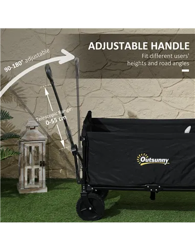 Outsunny 120L Festival Trolley on Wheels, Folding & Compact Camping Trolley Cart with Adjustable Handle for Garden, Beach, Fishi