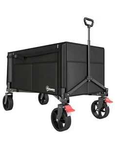 Outsunny Festival Trolley on Wheels, 150L Folding Camping Trolley Cart with Openable Sides, Adjustable Handle and Brakes for Sho