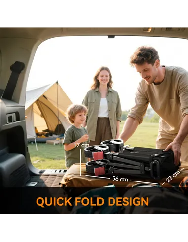 Outsunny Festival Trolley on Wheels, 150L Folding Camping Trolley Cart with Openable Sides, Adjustable Handle and Brakes for Sho