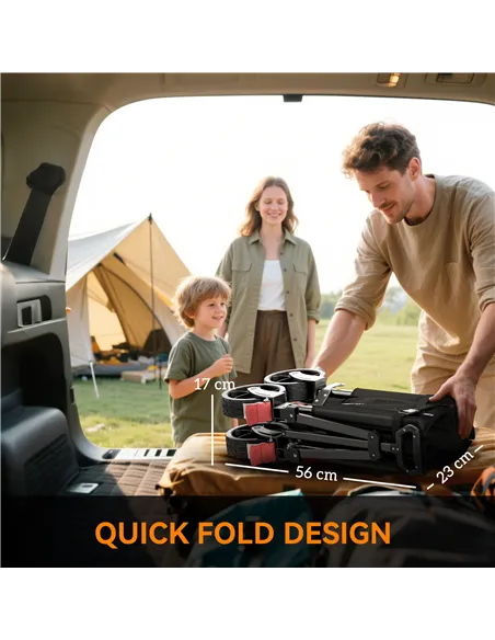 Outsunny Festival Trolley on Wheels, 150L Folding Camping Trolley Cart with Openable Sides, Adjustable Handle and Brakes for Sho