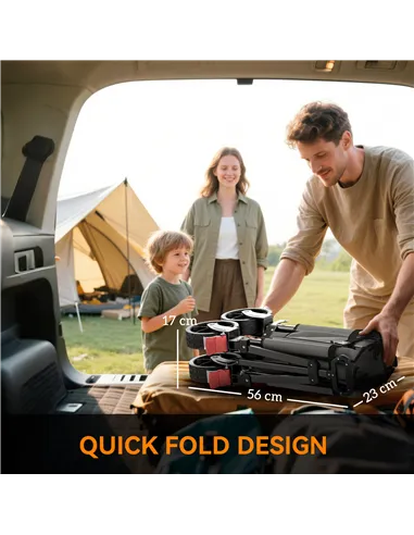 Outsunny Festival Trolley on Wheels, 150L Folding Camping Trolley Cart with Openable Sides, Adjustable Handle and Brakes for Sho