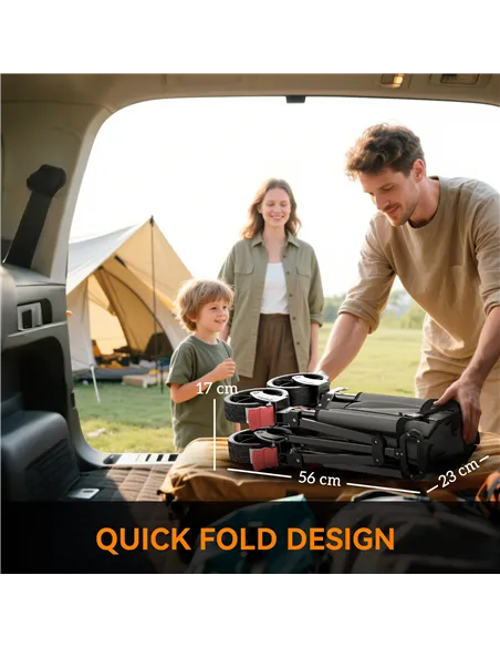 Outsunny Festival Trolley on Wheels, 150L Folding Camping Trolley Cart with Openable Sides, Adjustable Handle and Brakes for Sho