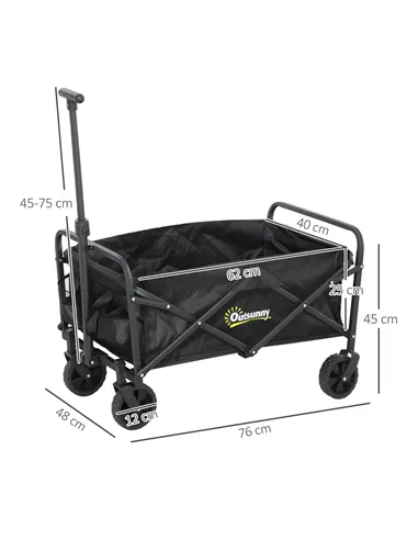 Outsunny 62L Festival Trolley on Wheels, Garden Folding Trolley Cart, 120kg Heavy Duty Collapsible Folding Wagon with Adjustable