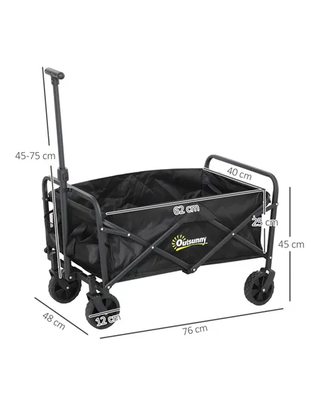 Outsunny 62L Festival Trolley on Wheels, Garden Folding Trolley Cart, 120kg Heavy Duty Collapsible Folding Wagon with Adjustable