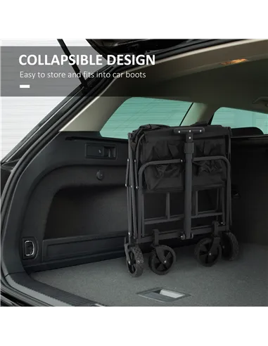 Outsunny 62L Festival Trolley on Wheels, Garden Folding Trolley Cart, 120kg Heavy Duty Collapsible Folding Wagon with Adjustable