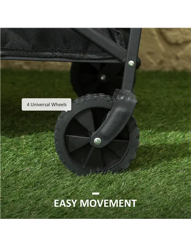 Outsunny 62L Festival Trolley on Wheels, Garden Folding Trolley Cart, 120kg Heavy Duty Collapsible Folding Wagon with Adjustable