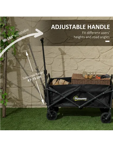 Outsunny 62L Festival Trolley on Wheels, Garden Folding Trolley Cart, 120kg Heavy Duty Collapsible Folding Wagon with Adjustable