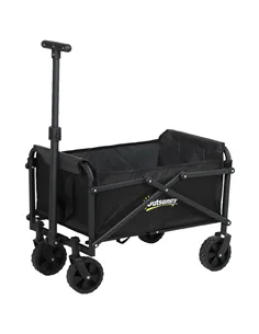 Outsunny 41L Festival Trolley on Wheels, Small Garden Folding Trolley Cart, 60kg Heavy Duty Collapsible Folding Wagon with Adjus