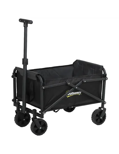 Outsunny 41L Festival Trolley on Wheels, Small Garden Folding Trolley Cart, 60kg Heavy Duty Collapsible Folding Wagon with Adjus