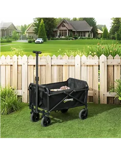 Outsunny 41L Festival Trolley on Wheels, Small Garden Folding Trolley Cart, 60kg Heavy Duty Collapsible Folding Wagon with Adjus 2