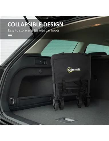 Outsunny 41L Festival Trolley on Wheels, Small Garden Folding Trolley Cart, 60kg Heavy Duty Collapsible Folding Wagon with Adjus