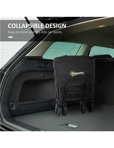 Outsunny 41L Festival Trolley on Wheels, Small Garden Folding Trolley Cart, 60kg Heavy Duty Collapsible Folding Wagon with Adjus