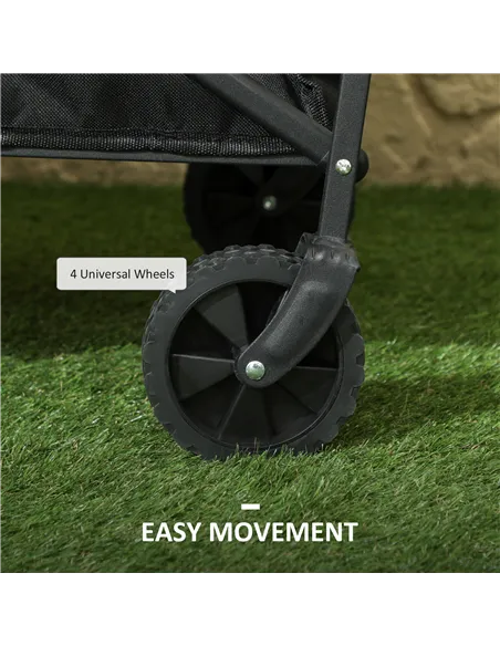 Outsunny 41L Festival Trolley on Wheels, Small Garden Folding Trolley Cart, 60kg Heavy Duty Collapsible Folding Wagon with Adjus