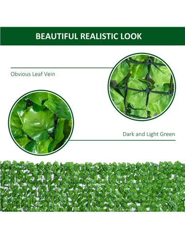 Outsunny 3 x 1m Artificial Leaf Wall - Green
