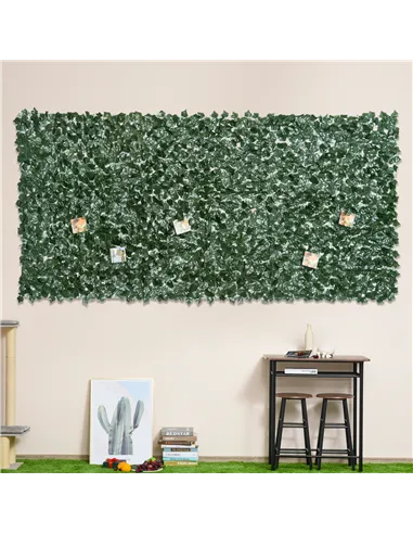 Outsunny 1-Piece Artificial Leaf Hedge Screen Privacy Fence Panel for Garden Outdoor Indoor Decor, Dark Green, 3M x 1.5M