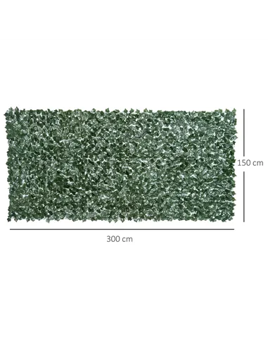 Outsunny 1-Piece Artificial Leaf Hedge Screen Privacy Fence Panel for Garden Outdoor Indoor Decor, Dark Green, 3M x 1.5M