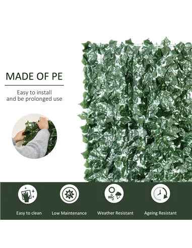 Outsunny 1-Piece Artificial Leaf Hedge Screen Privacy Fence Panel for Garden Outdoor Indoor Decor, Dark Green, 3M x 1.5M