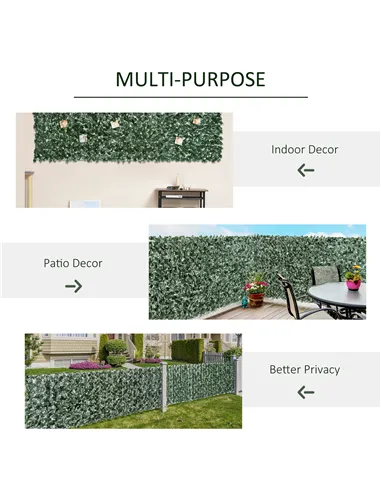 Outsunny 1-Piece Artificial Leaf Hedge Screen Privacy Fence Panel for Garden Outdoor Indoor Decor, Dark Green, 3M x 1.5M