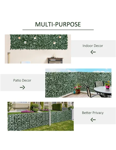 Outsunny 1-Piece Artificial Leaf Hedge Screen Privacy Fence Panel for Garden Outdoor Indoor Decor, Dark Green, 3M x 1.5M
