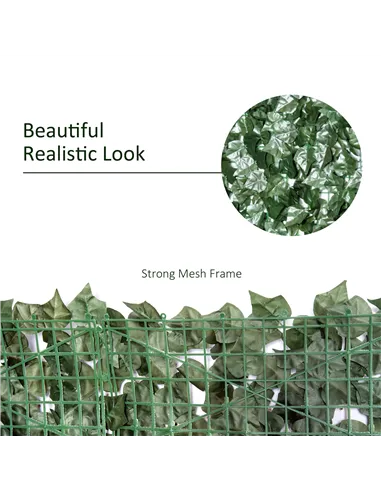 Outsunny 1-Piece Artificial Leaf Hedge Screen Privacy Fence Panel for Garden Outdoor Indoor Decor, Dark Green, 3M x 1.5M