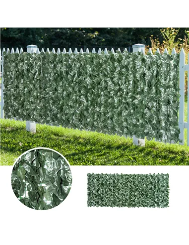 Outsunny 1-Piece Artificial Leaf Hedge Screen Privacy Fence Panel for Garden Outdoor Indoor Decor, Dark Green, 3M x 1.5M
