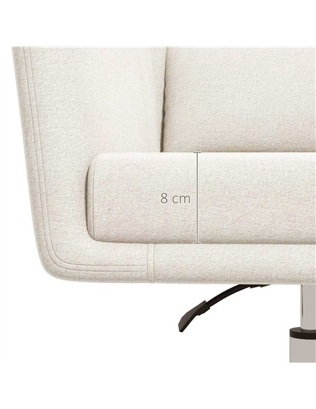 HOMCOM Modern Accent Chair with Swivel Base, Height Adjustable Arm Chair with Pillow for Living Room, Bedroom, Cream White