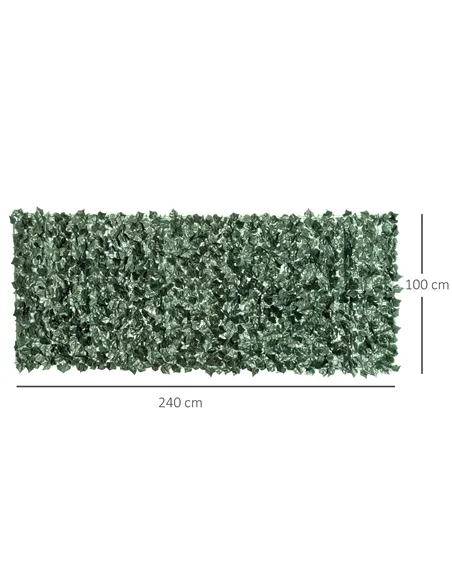 Outsunny 1-Piece Artificial Leaf Hedge Screen Privacy Fence Panel for Garden Outdoor Indoor Decor, Dark Green, 2.4M x 1M