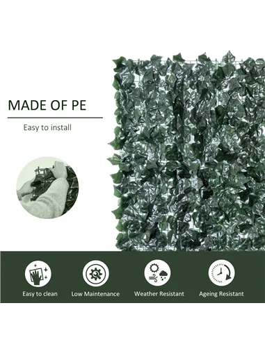 Outsunny 1-Piece Artificial Leaf Hedge Screen Privacy Fence Panel for Garden Outdoor Indoor Decor, Dark Green, 2.4M x 1M