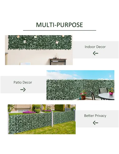 Outsunny 1-Piece Artificial Leaf Hedge Screen Privacy Fence Panel for Garden Outdoor Indoor Decor, Dark Green, 2.4M x 1M