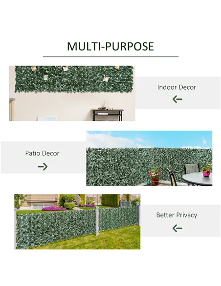 Outsunny 1-Piece Artificial Leaf Hedge Screen Privacy Fence Panel for Garden Outdoor Indoor Decor, Dark Green, 2.4M x 1M