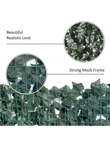 Outsunny 1-Piece Artificial Leaf Hedge Screen Privacy Fence Panel for Garden Outdoor Indoor Decor, Dark Green, 2.4M x 1M