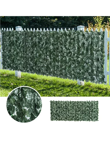 Outsunny 1-Piece Artificial Leaf Hedge Screen Privacy Fence Panel for Garden Outdoor Indoor Decor, Dark Green, 2.4M x 1M