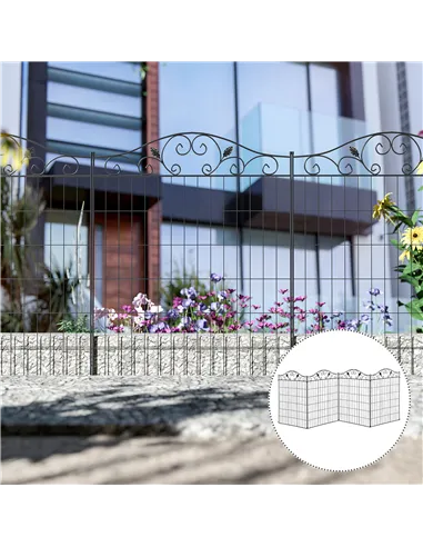 Outsunny Garden Decorative Fence 4 Panels 44in x 12ft Metal Wire Landscape Border Edging