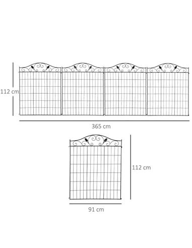 Outsunny Garden Decorative Fence 4 Panels 44in x 12ft Metal Wire Landscape Border Edging
