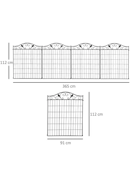 Outsunny Garden Decorative Fence 4 Panels 44in x 12ft Metal Wire Landscape Border Edging