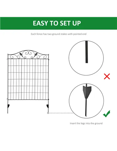 Outsunny Garden Decorative Fence 4 Panels 44in x 12ft Metal Wire Landscape Border Edging