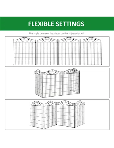 Outsunny Garden Decorative Fence 4 Panels 44in x 12ft Metal Wire Landscape Border Edging