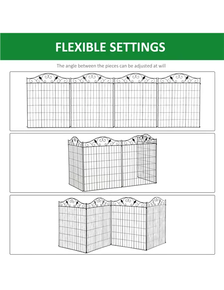 Outsunny Garden Decorative Fence 4 Panels 44in x 12ft Metal Wire Landscape Border Edging