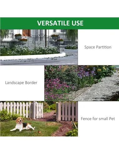 Outsunny Garden Decorative Fence 4 Panels 44in x 12ft Metal Wire Landscape Border Edging