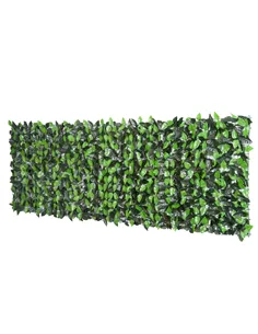 Outsunny Artificial Leaf Hedge Screen Privacy Fence Panel for Garden Outdoor Indoor Decor 3M x 1M Light Green and Dark Green