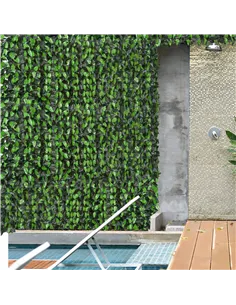 Outsunny Artificial Leaf Hedge Screen Privacy Fence Panel for Garden Outdoor Indoor Decor 3M x 1M Light Green and Dark Green 2