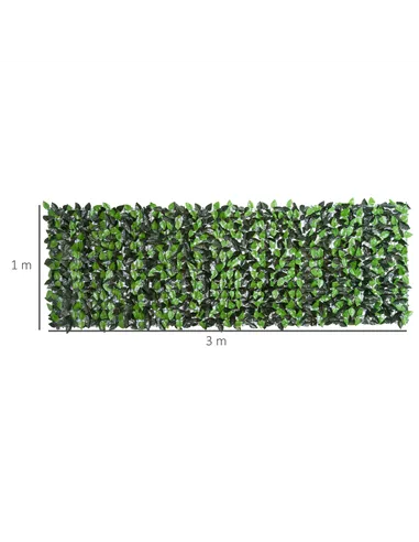 Outsunny Artificial Leaf Hedge Screen Privacy Fence Panel for Garden Outdoor Indoor Decor 3M x 1M Light Green and Dark Green