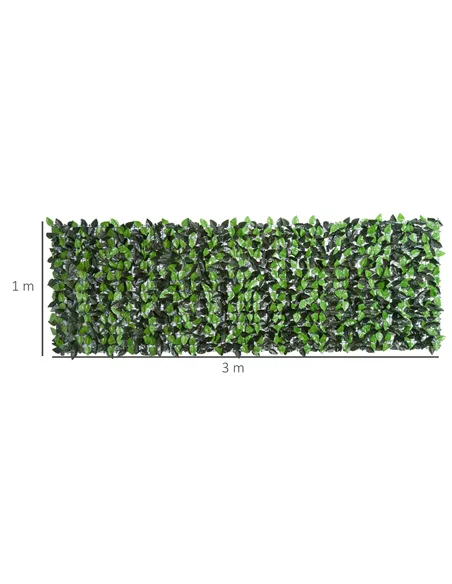 Outsunny Artificial Leaf Hedge Screen Privacy Fence Panel for Garden Outdoor Indoor Decor 3M x 1M Light Green and Dark Green