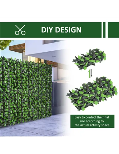 Outsunny Artificial Leaf Hedge Screen Privacy Fence Panel for Garden Outdoor Indoor Decor 3M x 1M Light Green and Dark Green